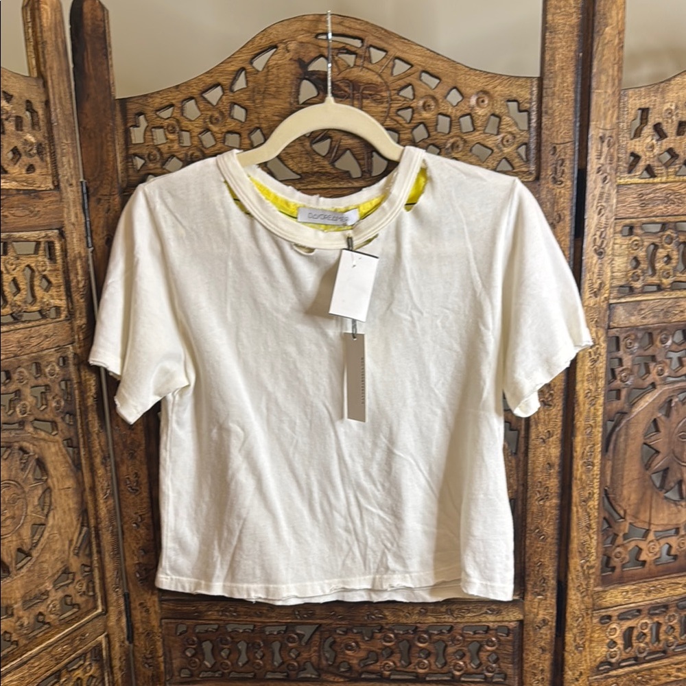 Daydreamer White Tee with Yellow Accents